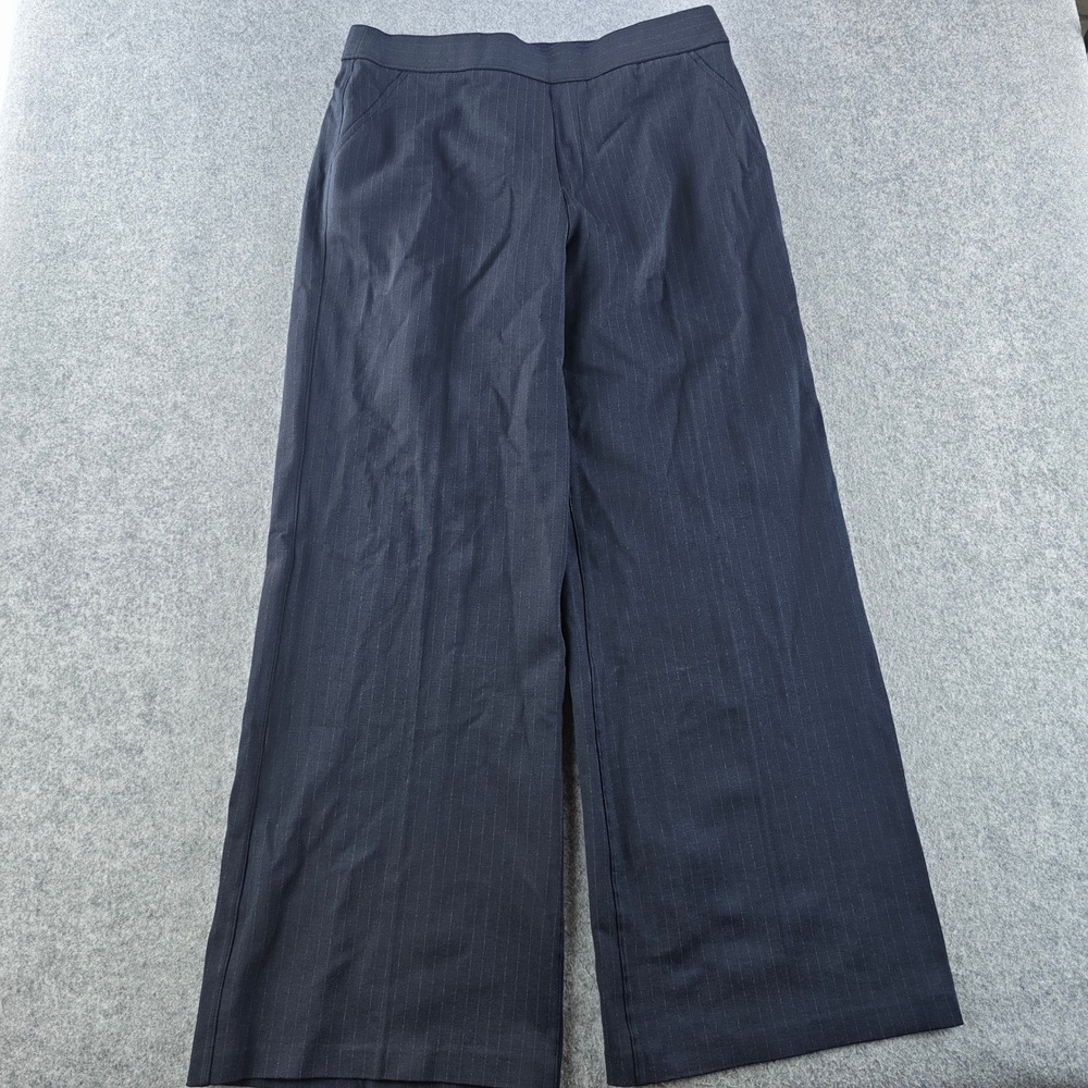 Spanx The Perfect Pant Wide Leg Navy Pinstripe Womens XL Pull On Trousers
